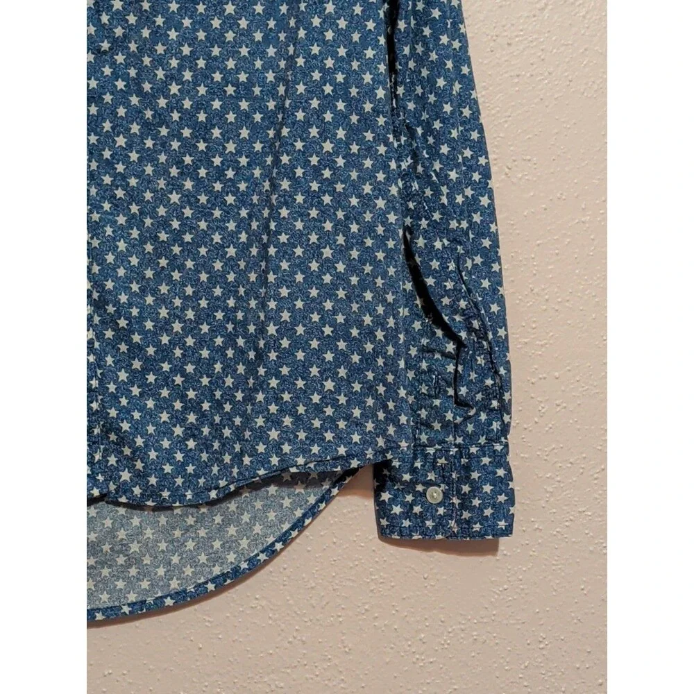 ⭐American Living Womens Shirt small Blue White Star Print Collared Button-up⭐ - Picture 5 of 11